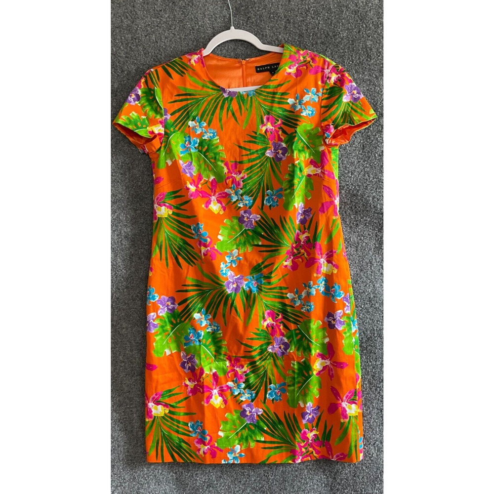 Ralph Lauren Black Label Shift Dress size 8 Hawaiian Silk Lining